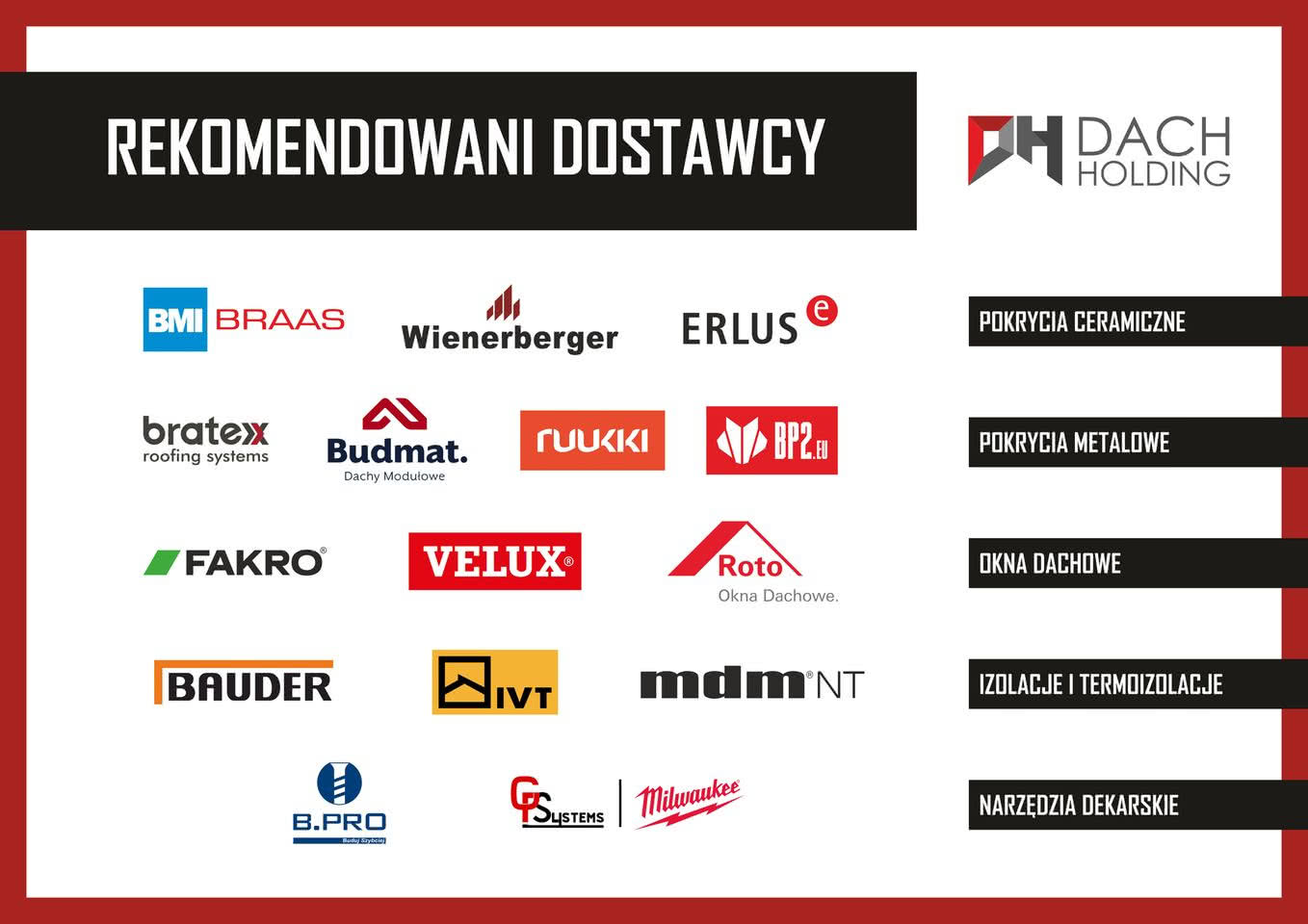 Lista wszystkich rekomendowanych przez Dach Holding dostawców 2021/2022 Lista wszystkich rekomendowanych przez Dach Holding dostawców 2021/2022