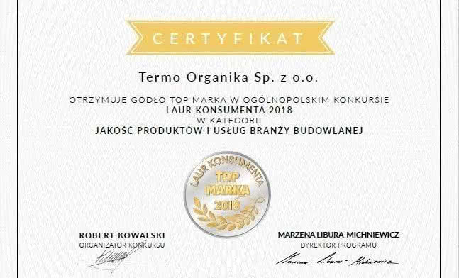 Godło "Top Marka" dla Termo Organiki